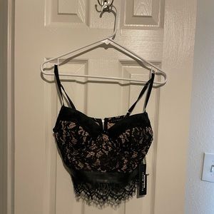 Black/Brown Lace bustier crop top
